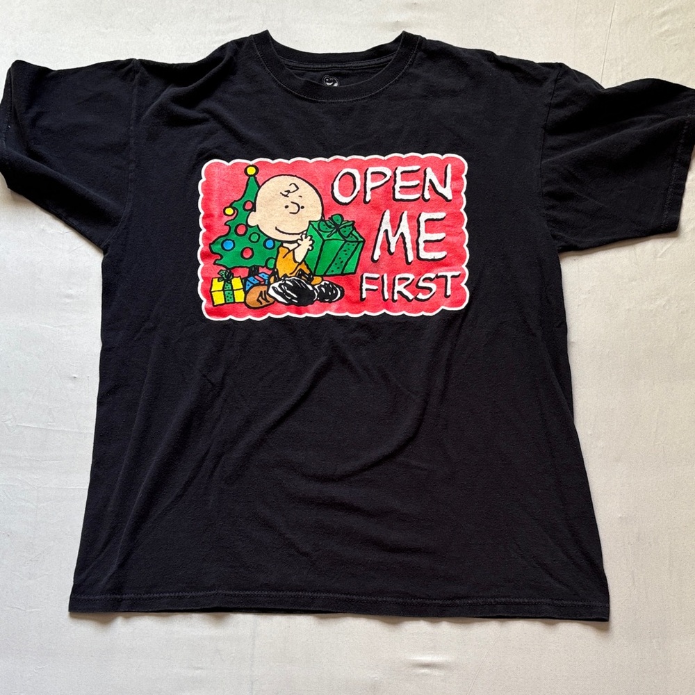 Peanuts Black T-Shirt with Snoopy Graphic